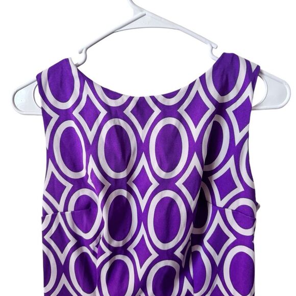AGB Purple and White Diamond Pattern Sleeveless Zip Up Dress Size 10 - Picture 2 of 9